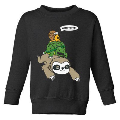 Sloth Turtle Snail Piggyback Animal Running Wild Toddler Sweatshirt