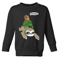 Sloth Turtle Snail Piggyback Animal Running Wild Toddler Sweatshirt