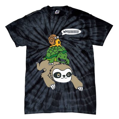 Sloth Turtle Snail Piggyback Animal Running Wild Tie-Dye T-Shirt
