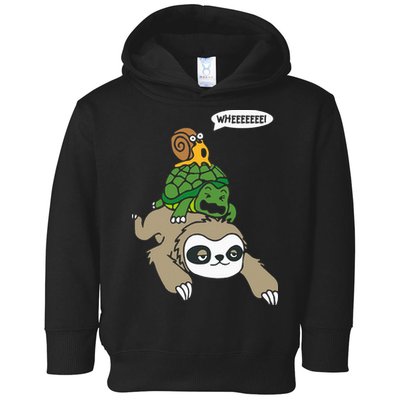 Sloth Turtle Snail Piggyback Animal Running Wild Toddler Hoodie