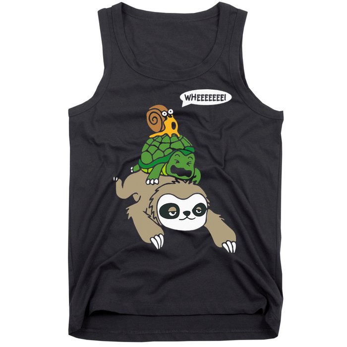 Sloth Turtle Snail Piggyback Animal Running Wild Tank Top