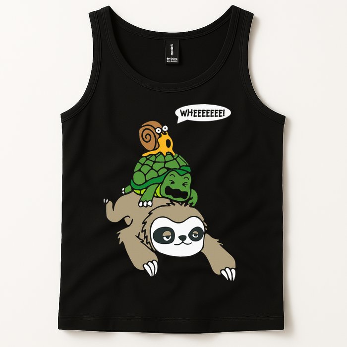 Sloth Turtle Snail Piggyback Animal Running Wild Tank Top
