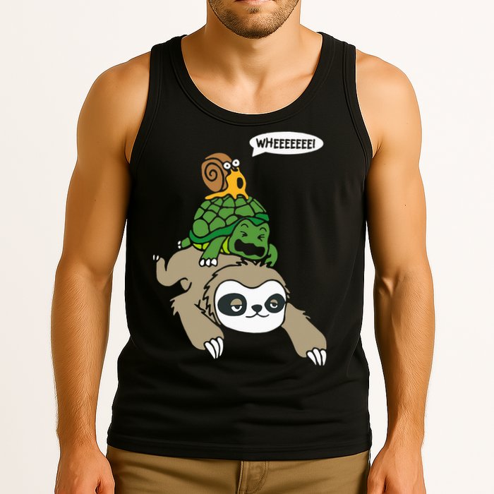 Sloth Turtle Snail Piggyback Animal Running Wild Tank Top