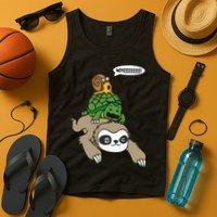 Sloth Turtle Snail Piggyback Animal Running Wild Tank Top