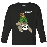 Sloth Turtle Snail Piggyback Animal Running Wild Toddler Long Sleeve Shirt