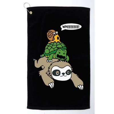 Sloth Turtle Snail Piggyback Animal Running Wild Golf Towel