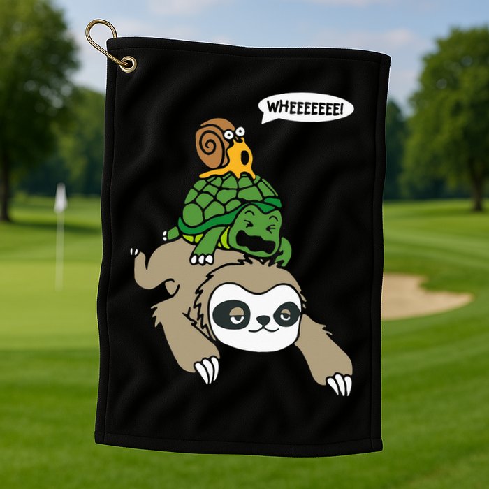 Sloth Turtle Snail Piggyback Animal Running Wild Golf Towel