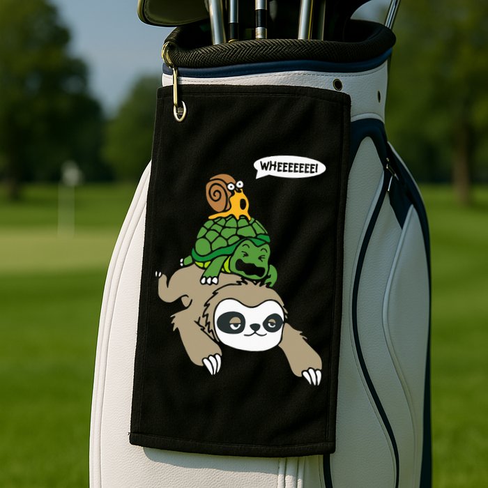 Sloth Turtle Snail Piggyback Animal Running Wild Golf Towel