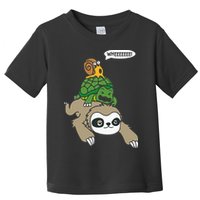 Sloth Turtle Snail Piggyback Animal Running Wild Toddler T-Shirt