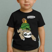 Sloth Turtle Snail Piggyback Animal Running Wild Toddler T-Shirt