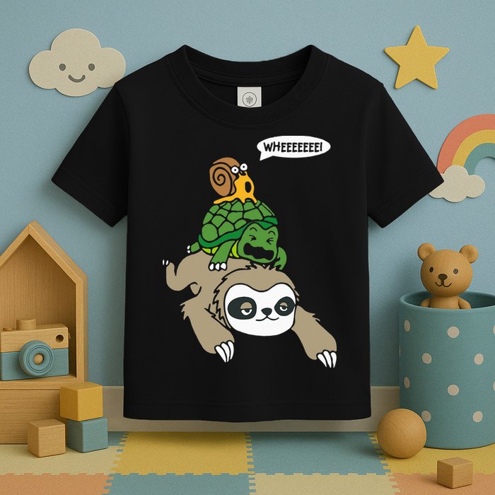 Sloth Turtle Snail Piggyback Animal Running Wild Toddler T-Shirt
