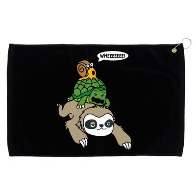 Sloth Turtle Snail Piggyback Animal Running Wild Grommeted Golf Towel