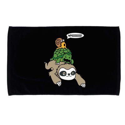 Sloth Turtle Snail Piggyback Animal Running Wild Microfiber Hand Towel