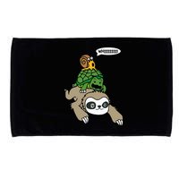 Sloth Turtle Snail Piggyback Animal Running Wild Microfiber Hand Towel