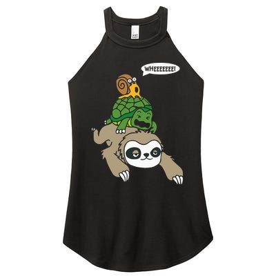 Sloth Turtle Snail Piggyback Animal Running Wild Women's Perfect Tri Rocker Tank