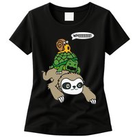 Sloth Turtle Snail Piggyback Animal Running Wild Womens T-Shirt