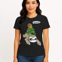Sloth Turtle Snail Piggyback Animal Running Wild Womens T-Shirt
