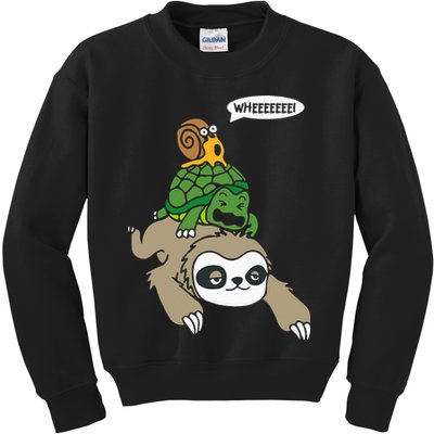 Sloth Turtle Snail Piggyback Animal Running Wild Kids Sweatshirt