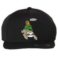 Sloth Turtle Snail Piggyback Animal Running Wild Wool Snapback Cap