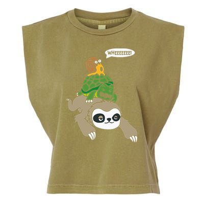 Sloth Turtle Snail Piggyback Animal Running Wild Garment-Dyed Women's Muscle Tee