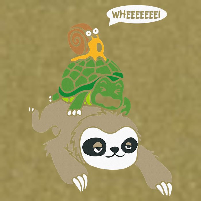 Sloth Turtle Snail Piggyback Animal Running Wild Garment-Dyed Women's Muscle Tee