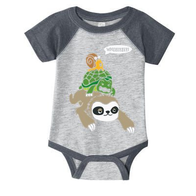 Sloth Turtle Snail Piggyback Animal Running Wild Infant Baby Jersey Bodysuit