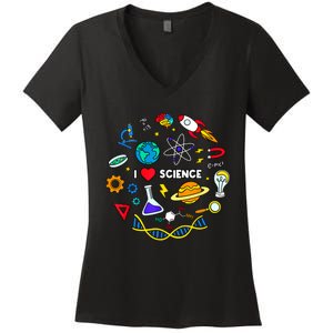 Science Tshirt, Science Lover Shirt, I Love Science Women's V-Neck T-Shirt