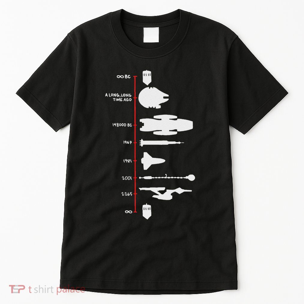 Spaceship Timeline Science Fiction Rocket Tall T-Shirt