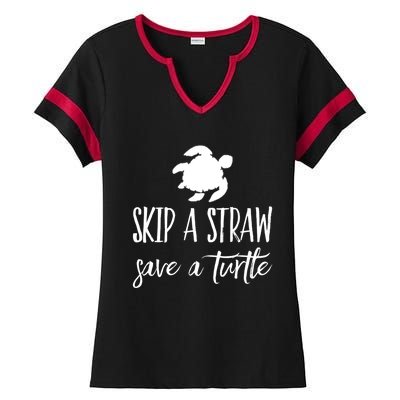 Sea Turtle Skip A Straw Save A Turtle Gift Ladies Halftime Notch Neck Tee