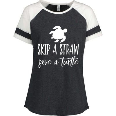 Sea Turtle Skip A Straw Save A Turtle Gift Enza Ladies Jersey Colorblock Tee