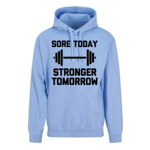 Sore Today Stronger Tomorrow Gift Funny Cool Gym Workout Gift Unisex Surf Hoodie