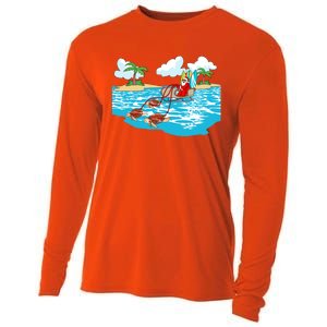 Sea Turtle Sleigh Santa Beach Surfboard Christmas In July Great Gift Cooling Performance Long Sleeve Crew