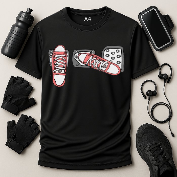 Save The Stick Funny Manual Transmission Three Pedals Car Cooling Performance Crew T-Shirt