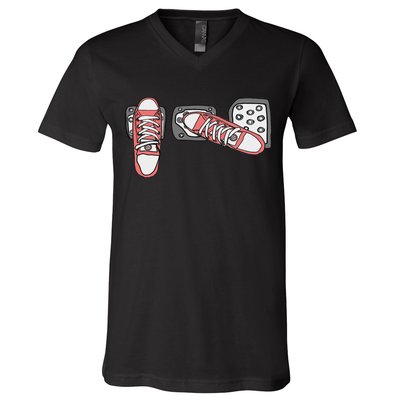Save The Stick Funny Manual Transmission Three Pedals Car V-Neck T-Shirt