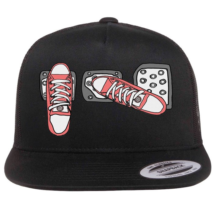 Save The Stick Funny Manual Transmission Three Pedals Car Flat Bill Trucker Hat