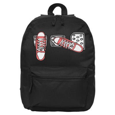 Save The Stick Funny Manual Transmission Three Pedals Car 16 in Basic Backpack