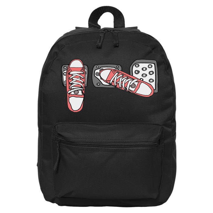 Save The Stick Funny Manual Transmission Three Pedals Car 16 in Basic Backpack