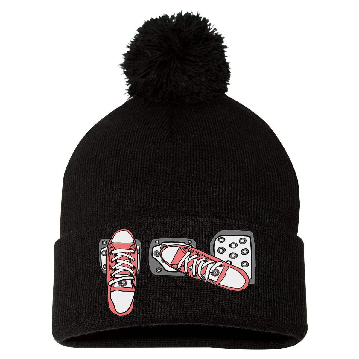 Save The Stick Funny Manual Transmission Three Pedals Car Pom Pom 12in Knit Beanie