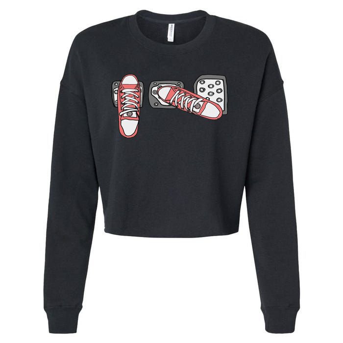 Save The Stick Funny Manual Transmission Three Pedals Car Cropped Pullover Crew
