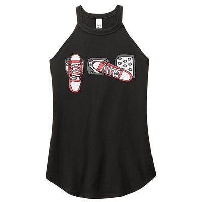 Save The Stick Funny Manual Transmission Three Pedals Car Women's Perfect Tri Rocker Tank
