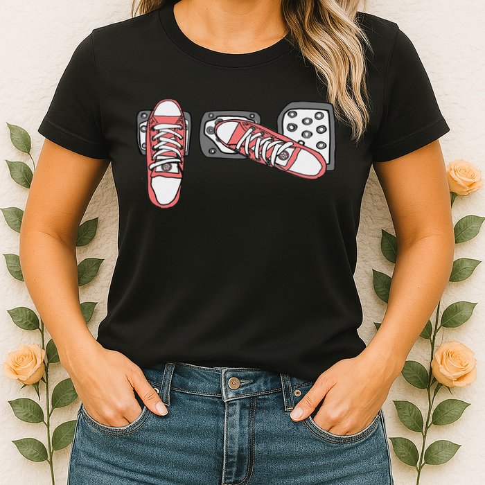 Save The Stick Funny Manual Transmission Three Pedals Car Womens T-Shirt
