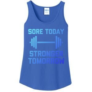 Sore Today Stronger Tomorrow Gift Funny Cool Gym Workout Funny Gift Ladies Essential Tank