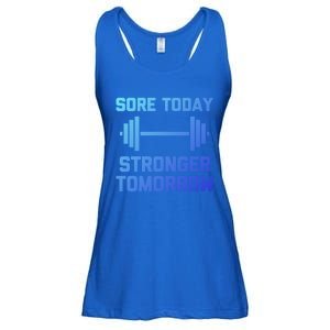 Sore Today Stronger Tomorrow Gift Funny Cool Gym Workout Funny Gift Ladies Essential Flowy Tank