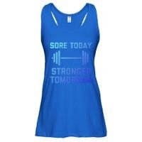 Sore Today Stronger Tomorrow Gift Funny Cool Gym Workout Funny Gift Ladies Essential Flowy Tank