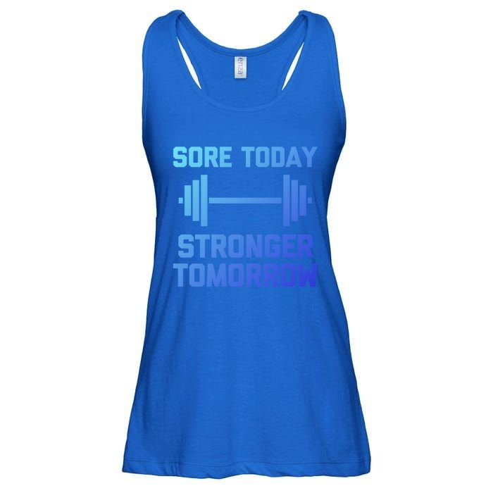 Sore Today Stronger Tomorrow Gift Funny Cool Gym Workout Funny Gift Ladies Essential Flowy Tank