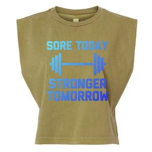 Sore Today Stronger Tomorrow Gift Funny Cool Gym Workout Funny Gift Garment-Dyed Women's Muscle Tee