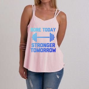 Sore Today Stronger Tomorrow Gift Funny Cool Gym Workout Funny Gift Women's Strappy Tank