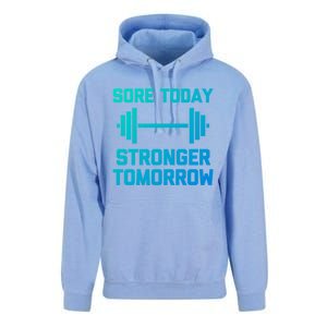 Sore Today Stronger Tomorrow Gift Funny Cool Gym Workout Funny Gift Unisex Surf Hoodie