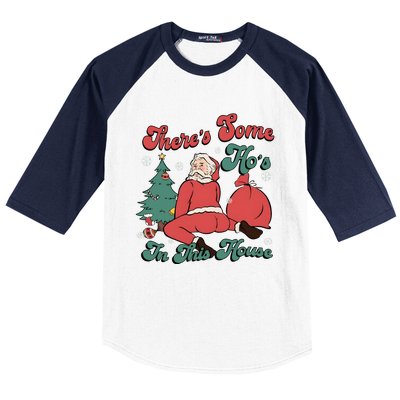 Santa ThereS Some HoS In This House Funny Christmas Baseball Sleeve Shirt