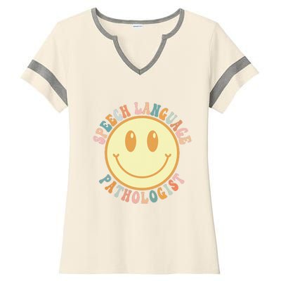 Speech Therapy Speech Language Pathologist Therapist Retro Ladies Halftime Notch Neck Tee